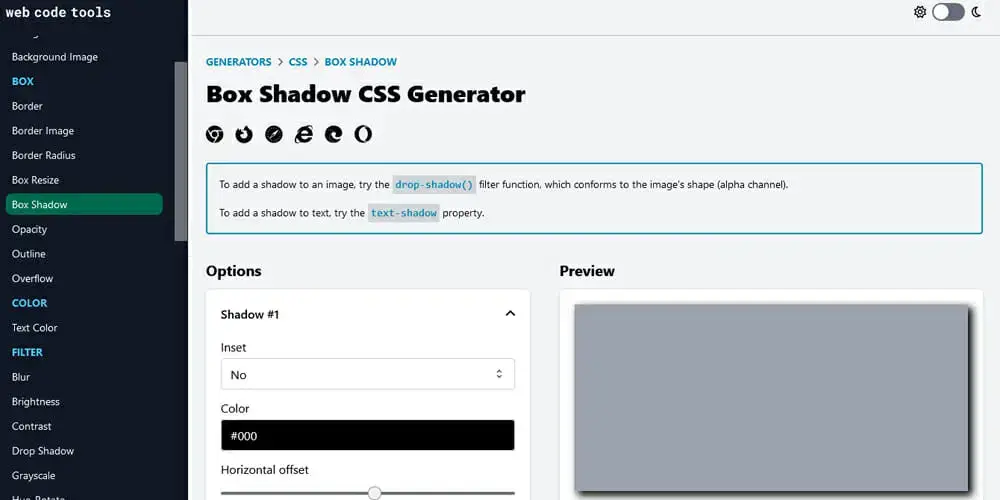 Box Shadow CSS Generator